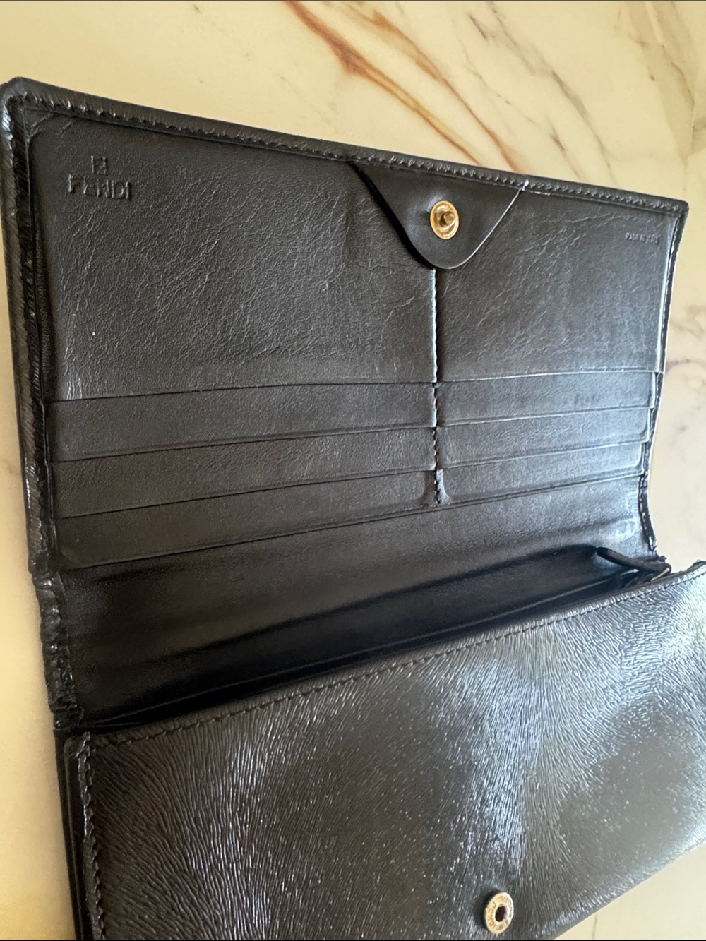 Fendi Black Leather Logo Continental wallet - Picture 8 of 8